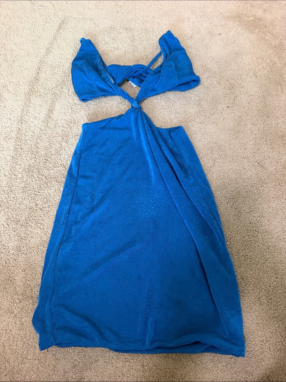 Tiger Mist Electric Blue Cutout Knot Midi Dress